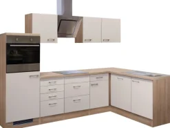 Clearance Flex-Well Exclusiv Winkelküche Orlando 280x170 cm Kaschmir Glanz-Sonoma Eiche