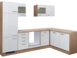 Flex-Well Exclusiv Winkelküchen|Küchenschränke<Winkelküche Valero 280 cm ohne E-Geräte Hochglanz Weiß