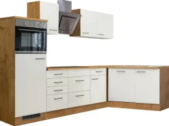 Clearance Flex-Well Exclusiv Winkelküche Vintea 280x170 cm Magnolia-Lancelot Oak