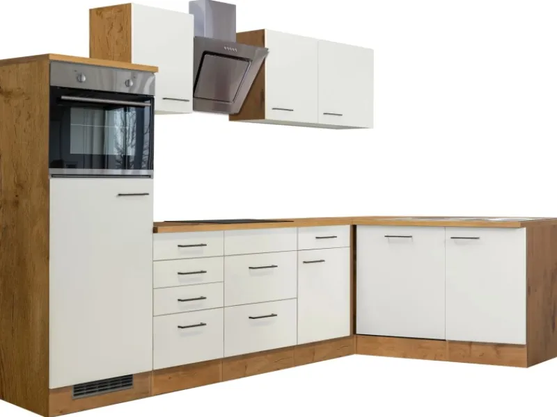 Clearance Flex-Well Exclusiv Winkelküche Vintea 280x170 cm Magnolia-Lancelot Oak