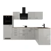 Flex-Well Exclusiv Winkelküchen<Winkelküche Lund 280 x 170 cm Lichtgrau glänzend-Rauchgrau