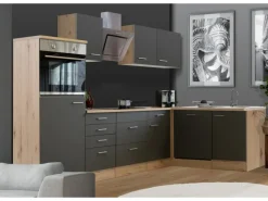 Outlet Flex-Well Exclusiv Winkelküche Morena 280x170 cm Basaltgrau Matt-San Remo Eiche