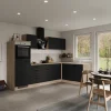 Discount Flex-Well Exclusiv Winkelküche Capri 280 x 170 cm Schwarz Matt-Endgrain Oak