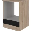 Flex-Well Exclusiv Küchenschränke|Einbauküchen<Flex-Well Küchen-Herdumbauschrank Capri 60 cm Schwarz Matt-Endgrain Oak