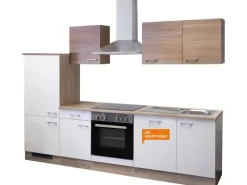 Flex-Well Classic Flex-Well Küchenzeile Florida 280 cm Weiß Matt - Sonoma Eiche< Einbauküchen|Küchenschränke