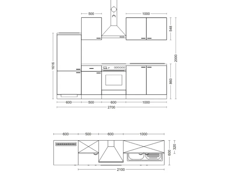 Best Flex-Well Exclusiv Flex-Well Küchenzeile Lara 270 cm Anthrazit San Remo Eiche hell