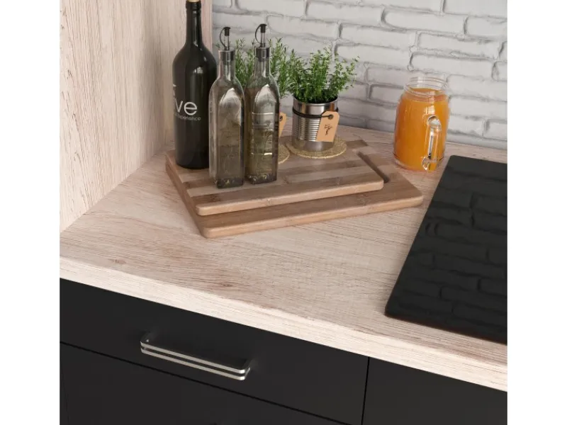 Best Flex-Well Exclusiv Flex-Well Küchenzeile Lara 270 cm Anthrazit San Remo Eiche hell