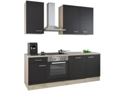 Flex-Well Exclusiv Einbauküchen|Küchenschränke<Flex-Well Küchenzeile Lara 220 cm Anthrazit-San Remo Eiche hell