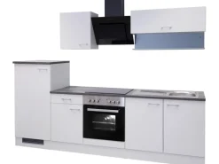 Flex-Well Classic Flex-Well Küchenzeile Lucca 270 cm Weiß mit Kopffreihaube inkl. Wandregal< Einbauküchen|Kühlschränke