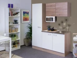 Flex-Well Classic Single-Küchen|Pantryküchen<Flex-Well Singleküche 150 cm Florida Weiß-Sonoma Eiche