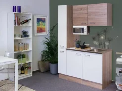 Flex-Well Classic Flex-Well Singleküche 130 cm Florida Weiß-Sonoma Eiche< Single-Küchen|Pantryküchen