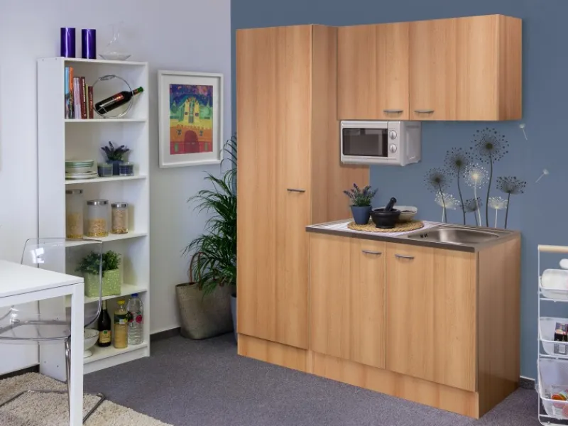 Flex-Well Classic Flex-Well Singleküche 150 cm Nano Buche< Single-Küchen|Pantryküchen