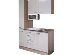 Flex-Well Exclusiv Single-Küchen|Miniküchen<Flex-Well Singleküche 130 cm Orlando Kaschmir Glanz-Sonoma Eiche