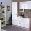 Flex-Well Exclusiv Single-Küchen|Miniküchen<Flex-Well Singleküche 150 cm Valero Hochglanz Weiß-Sonoma Eiche
