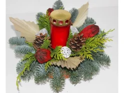 Grabschale mit Grablicht Rot Topf ca. 15 cm< Töpfe