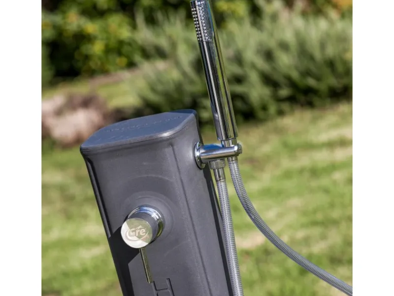 Gre Einhebelmischer<Solardusche aus Harz mit Fußhahn 19 l Grau