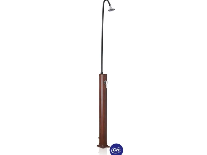Gre Solardusche Holzoptik aus PVC 9 l Holzfarben< Einhebelmischer