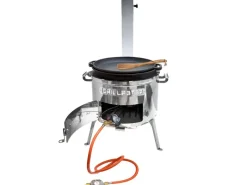 Grillpeter Utschak Set MultiFlame mit18l Kazan und Pfanne-Deckel aus Gusseisen< Pfannen