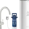Grohe C-Auslauf Armatur und Boiler Red Duo L-Size Supersteel< Einhebelmischer