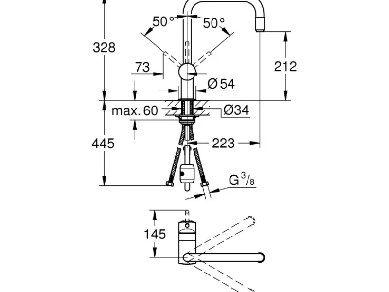 Grohe Einhebelmischer<Einhand-Spültischbatterie Minta Chrom 12,5mm (1/2") U-Auslauf