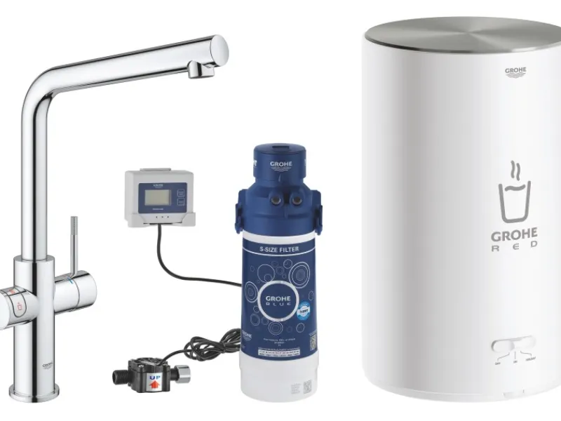 Grohe Einhebelmischer<Einhand-Spültischbatterie und Boiler Red Duo Size-M Chrom