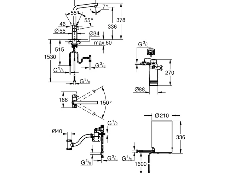Grohe Einhebelmischer<Einhand-Spültischbatterie und Boiler Red Duo Size-M Chrom