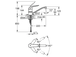 Grohe Einhand-Spültischbatterie Euroeco Special Schwenkbereich 140° Chrom< Einhebelmischer