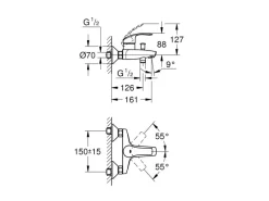 Grohe Einhebelmischer<Einhand-Wannenbatterie Eurosmart Chrom