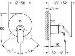 Grohe Einhebelmischer<Einhand-Wannenbatterie Eurosmart Cosmopolitan Chrom
