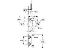 Grohe Einhand-Wannenbatterie Essence Chrom< Einhebelmischer