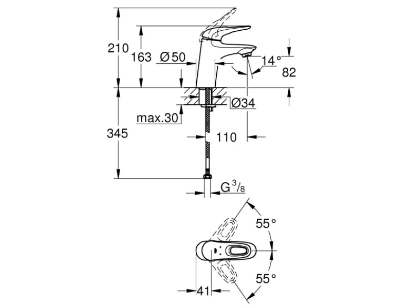 Grohe Einhebelmischer<Einhand-Waschtischbatterie Eurostyle DN 15 S-Size glatt Chrom