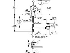 Grohe Einhebelmischer<Einhand-Waschtischbatterie Eurodisc C L-Size Chrom