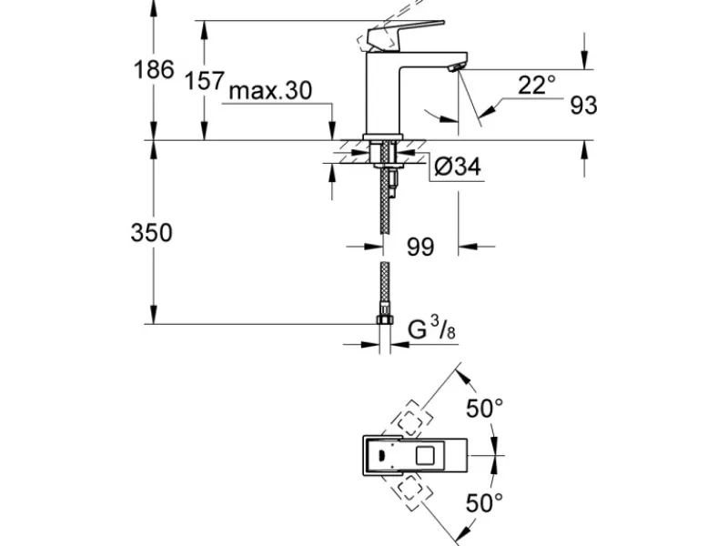 Grohe Einhand-Waschtischbatterie Eurocube S-Size Chrom< Einhebelmischer