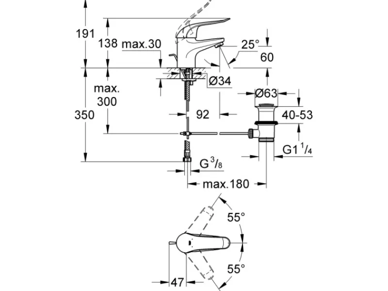 Grohe Einhebelmischer<Einhand-Waschtischbatterie Euroeco Special Chrom