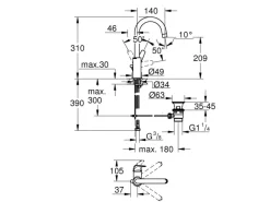 Grohe Einhebelmischer<Einhand-Waschtischbatterie BauFlow L-Size