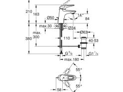 Grohe Einhand-Waschtischbatterie Eurostyle S-Size offener Hebelgriff Chrom< Einhebelmischer