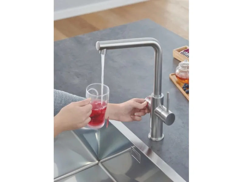 Sale Grohe L-Auslauf Armatur und Boiler Red Duo L-Size Supersteel