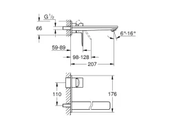 Grohe 2-Loch-Waschtischbatterie Lineare Chrom Ausladung 207 mm< Einhebelmischer