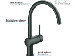 Sale Grohe Minta Spültischbatterie mit C-Auslauf in Velvet Black