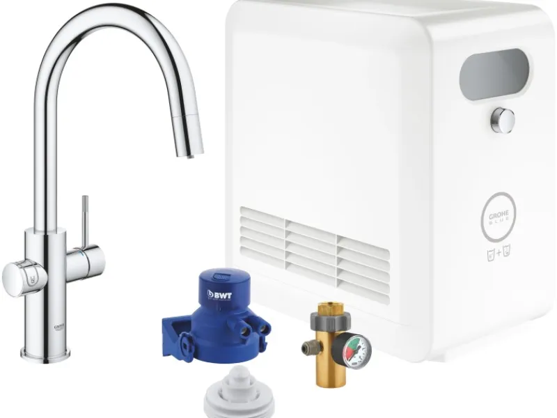 New Grohe Mono Armatur Set Blue Professional Chrom