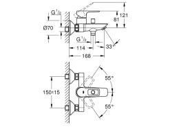 New Grohe QuickFix Badewannenarmatur Start Loop für die Wandmontage