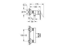 Grohe Einhebelmischer<QuickFix Duscharmatur Start Edge für die Wandmontage