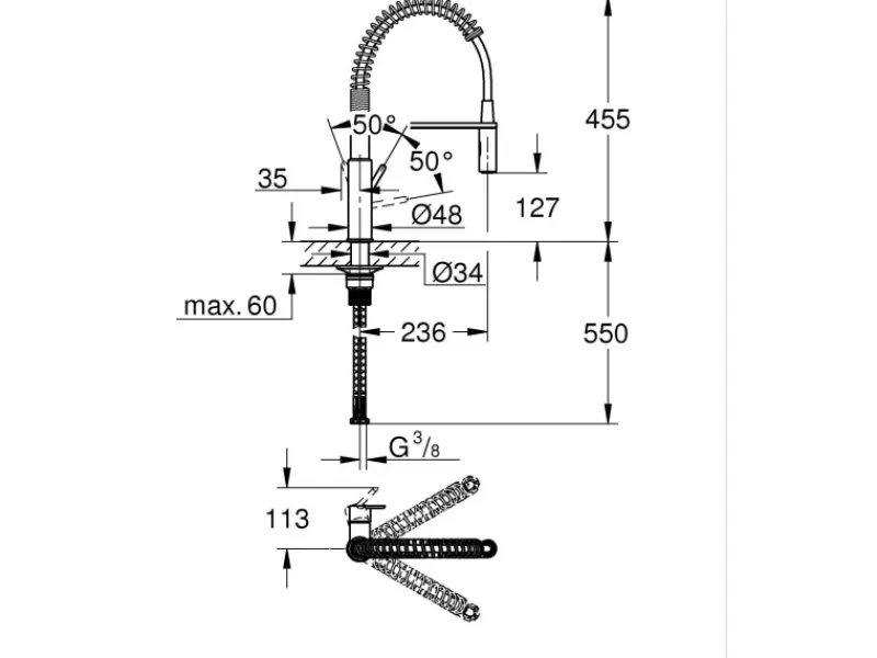 Grohe QuickFix Einhand-Spültischbatterie Get Chrom< Einhebelmischer