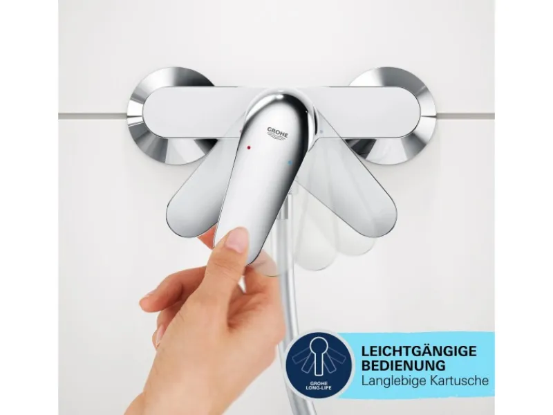 Grohe Einhebelmischer<QuickFix Einhebel-Duscharmatur Start Alira Chrom Wandmontage