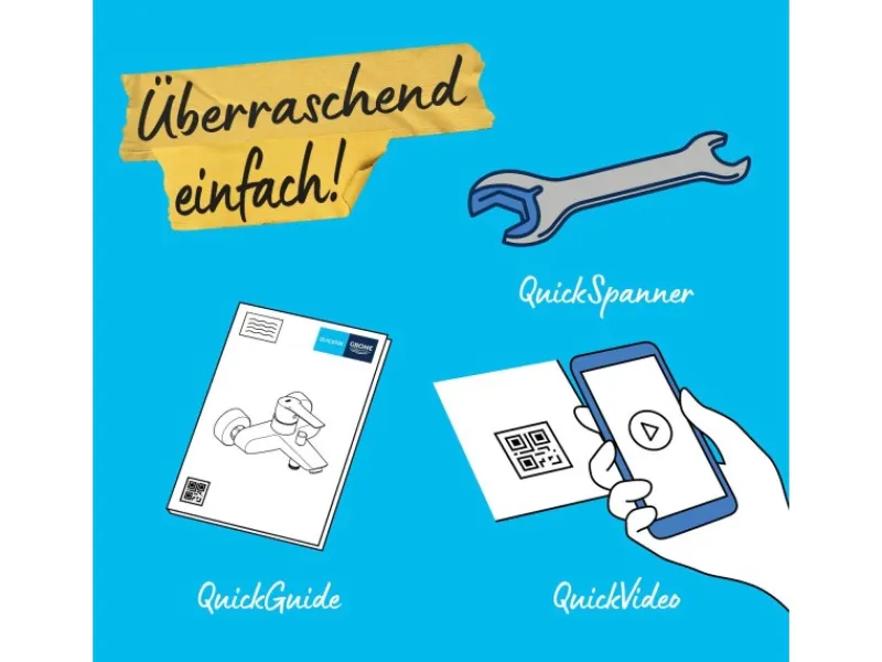 Grohe Einhebelmischer<QuickFix Einhebel-Duscharmatur Start Alira Chrom Wandmontage