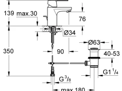 Grohe QuickFix Einhebelmischer-Waschbeckenarmatur Get Chrom< Einhebelmischer