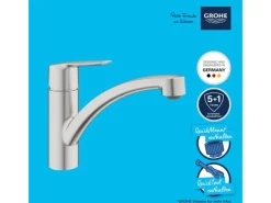 Clearance Grohe QuickFix Spültischarmatur Start mit niedrigem Auslauf Supersteel