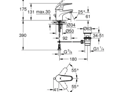 Grohe QuickFix Waschtischarmatur Swift Chrom< Einhebelmischer