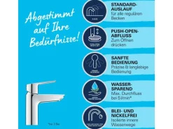 Best Grohe QuickFix Waschtischarmatur Start S-Size Push-open Ablaufgarnitur 1 1/4"