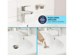 Best Grohe QuickFix Waschtischarmatur Start S-Size Push-open Ablaufgarnitur 1 1/4